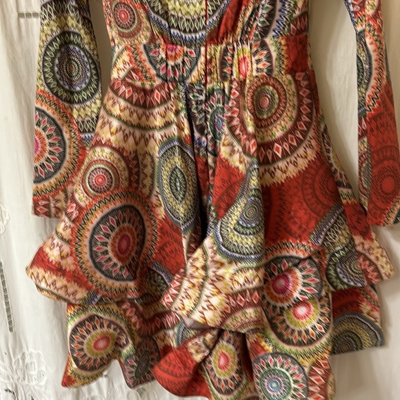 CQ by CQ Dress Multicolor Long Sleeve Dress Padded Shoulders Sz M Back Zip New - Picture 4 of 7